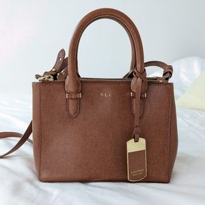 Ralph Lauren Satchel Bag luggage tan leather